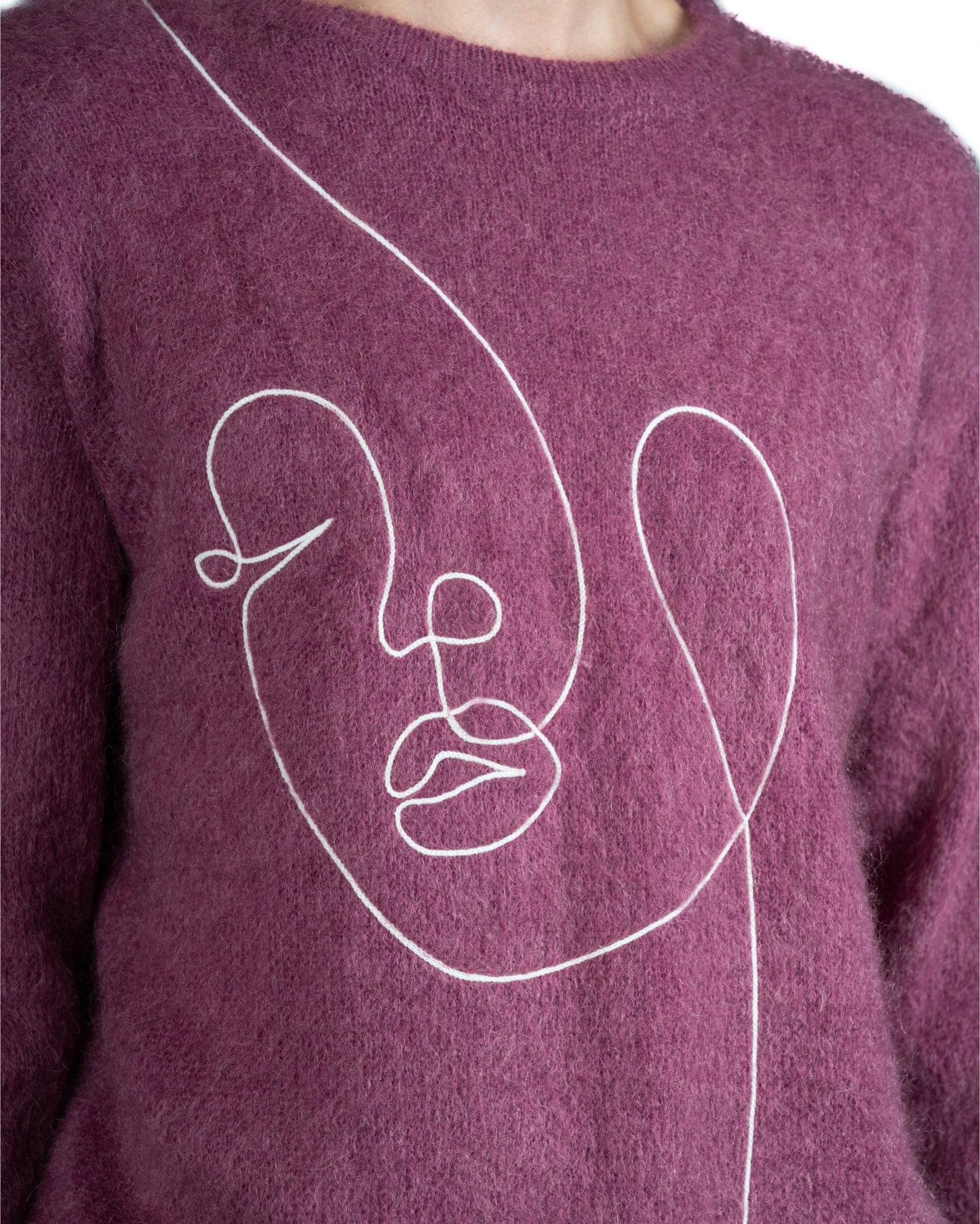 Mohair One Line Face Sweater