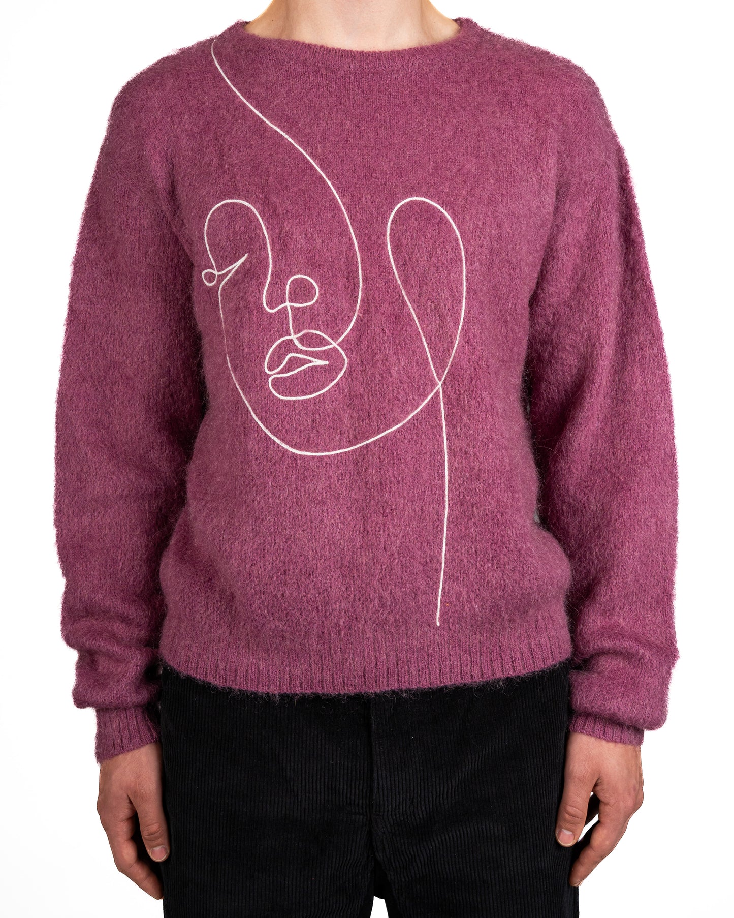 Mohair One Line Face Sweater