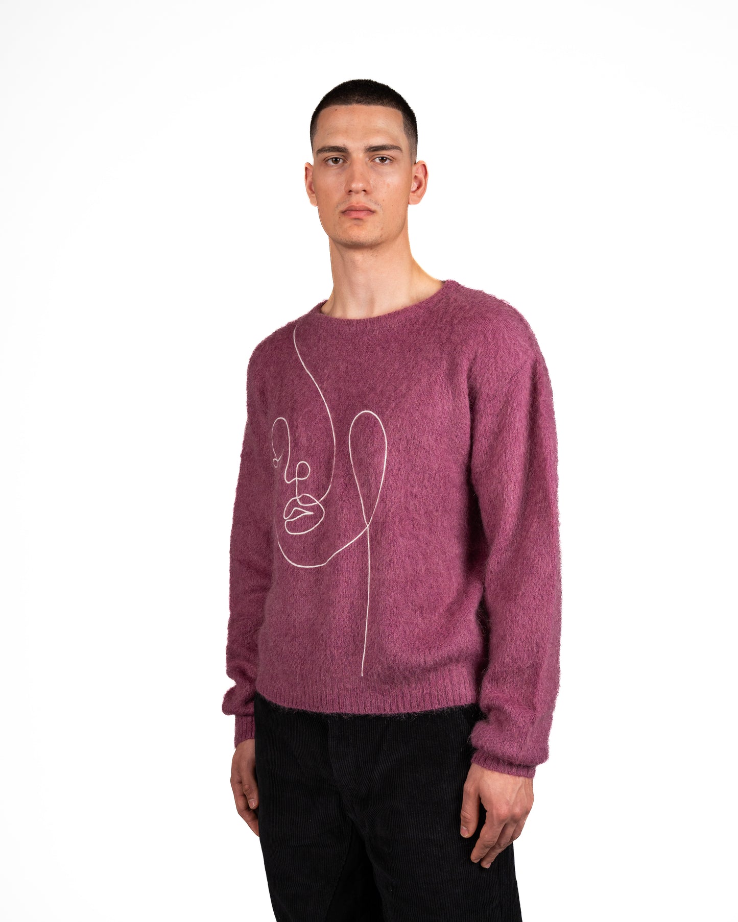Mohair One Line Face Sweater