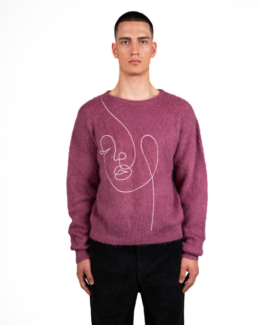 Mohair One Line Face Sweater